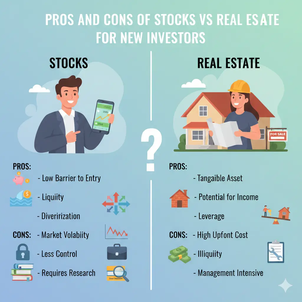 Pros and Cons of Stocks vs Real Estate for New Investors