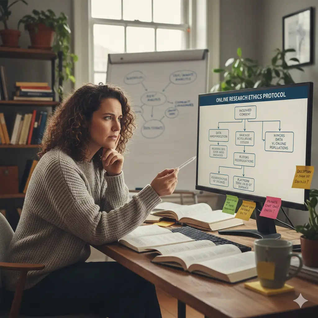 Which Scenario Best Describes a Researcher Making Thoughtful Considerations in Online Research Ethics?