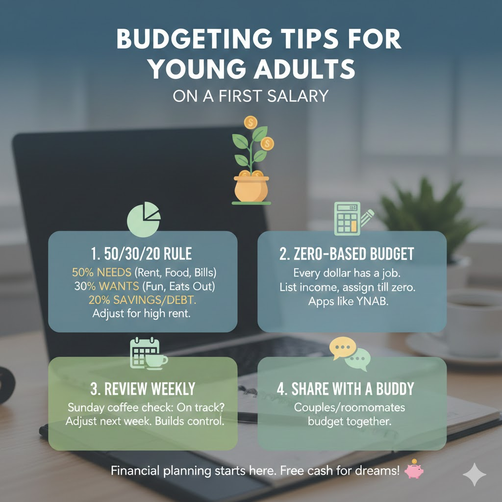 Money Saving Tips For Young Adults: Build Wealth Early and Easy Budgeting Tips for Young Adults on a First Salary