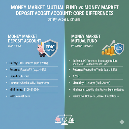 Money Market Mutual Fund vs Money Market Deposit Account: Key Differences and Best Choices for Savers Money Market Mutual Fund vs Money Market Deposit Account: Core Differences